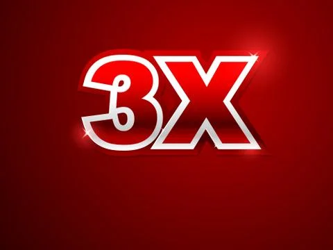 3x sign in red background Stock Illustration