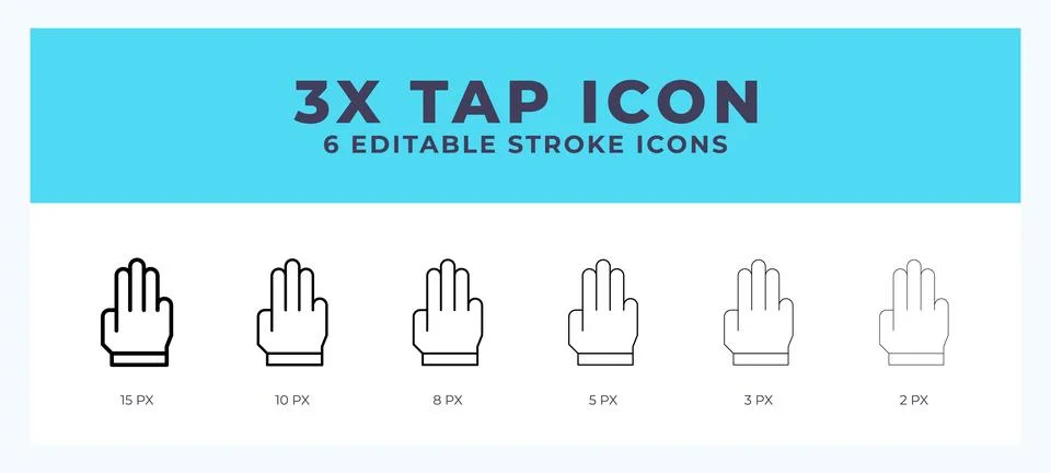 3x tap icon. Editable stroke line icon vector illustration. Stock Illustration