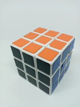 3x3x3 Rubik cube, white background Foto stock