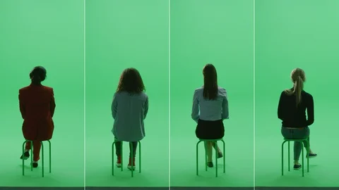 4-in-1 Green Screen Collage: Four Beautiful Women of Diverse Background Stock Footage 129408683