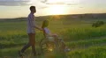 4 in 1 video! Man carry invalid woman in the wheelchair. Social video 4k or 4k+ Resolution