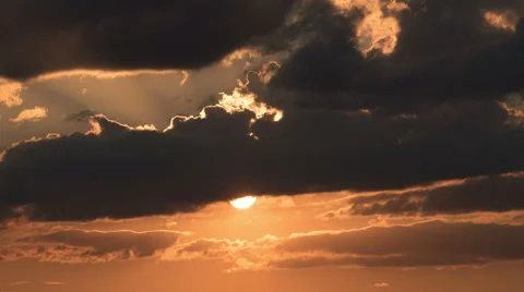 4 in 1 video! Sunset with clouds, close up zoom view.Shot with Red Cinema Camera Stock-Footage 52424907