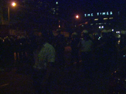 4-29-1992 LA Riots Police Line Blocking Entire Street Stock Footage 78236799