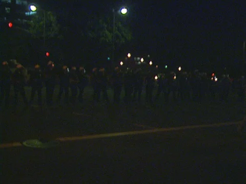 4-29-1992 LA Riots Police Line Moves Down Street Stock Footage 78237749