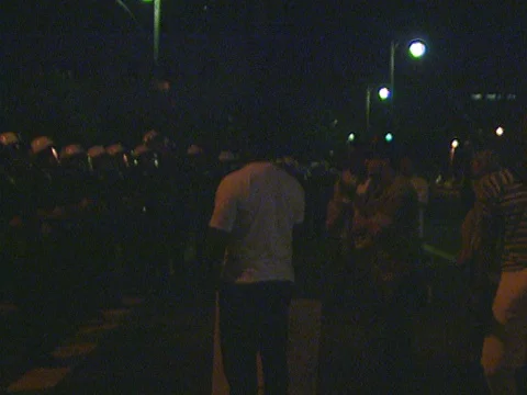 4-29-1992 LA Riots Police and Protesters face to face Stock Footage 78238008