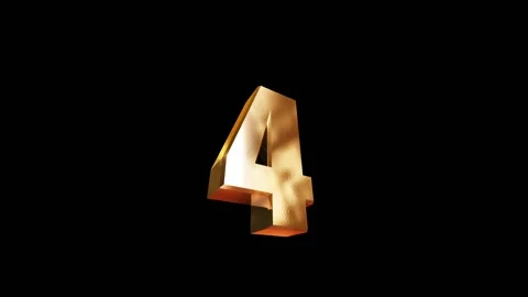 4, 3d golgen text number on black background Video stock 127718041