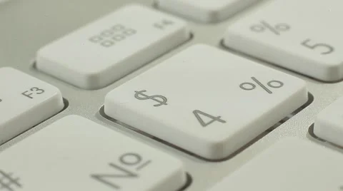 $4%, 5% Buttons of the Macbook Keyboard. Close up slow panorama. Macro shot. Stock Footage 50474387