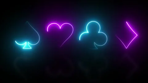 4 Aces Playing Cards Symbols With Futuristic Glowing Neon Lights On The Black Stock Footage 242514106