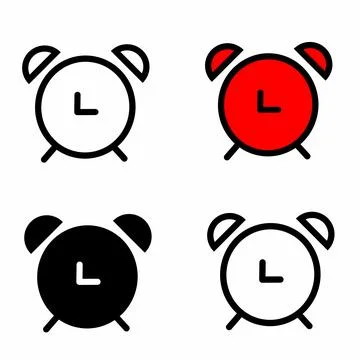 4 alarm clock icons in different colors Illustrazione stock