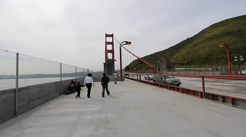 4 angles - on golden gate bridge Stock Footage 37363256