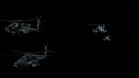 4 Apache Helicopters Fly Through Stock-Footage 11754959