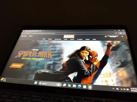 4 Aug 26: Official Marvel website page featuring information about SpiderMan 库存照片