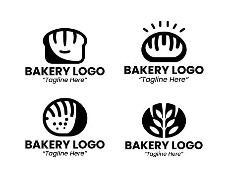 4 Bakery Logo Set Modern Minimalist Bread Pastry Shop Design Black and White イラスト素材