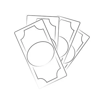 4 banknotes sketching. Stack of dollar bills. Foreign currency. Finance, money Illustrazione stock