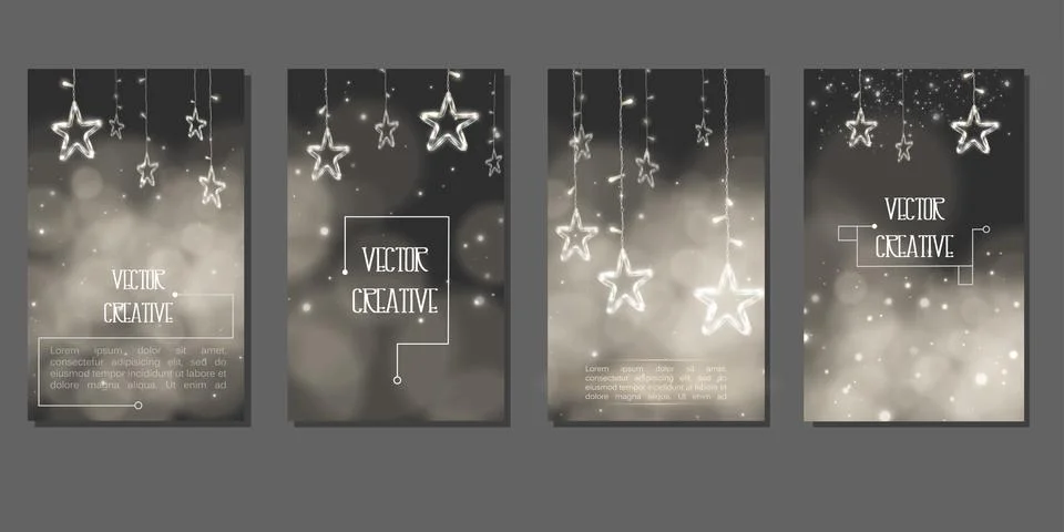 The 4 banners with one theme of design. Smooth light and shadow for flyers, w Stock Illustration