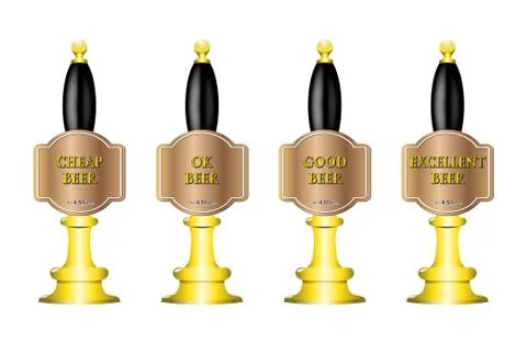 4 Beer Pumps Stock Illustration