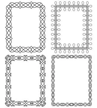 4 black geometric frame in different styles Stock Illustration