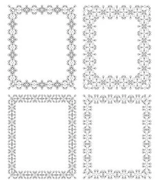 4 black rectangular frame in ethnic style Stock Illustration