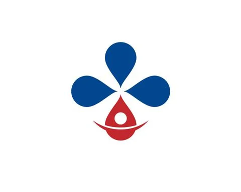 4 blood liquid drop interconnect in circular form and one leader Stock Illustration