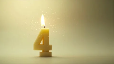 4 Candle for text and birthday years with sparkles 4k Stock Footage 312309554