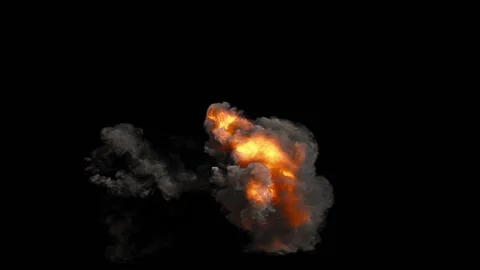 4 Cannon Shots Simulations - Fire and Smoke - Loop Overlay Graphic Element Video stock 239345596