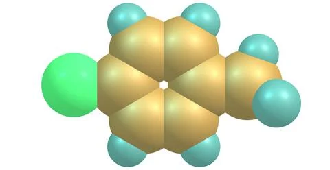 4-chlorotoluene molecular structure isolated on white Illustrazione stock