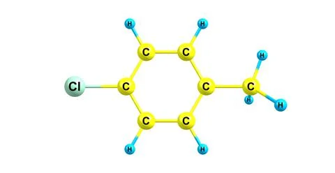 4-chlorotoluene molecular structure isolated on white Stock Illustration