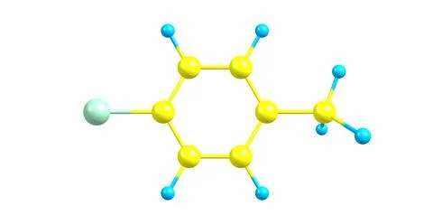 4-chlorotoluene molecular structure isolated on white Stock Illustration