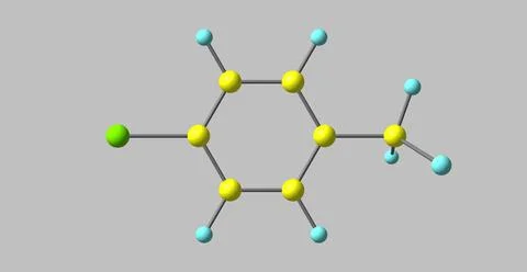 4-chlorotoluene molecular structure isolated on grey 스톡 일러스트