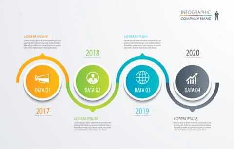 4 circle timeline infographic template business concept background. Vector ca Stock Illustration