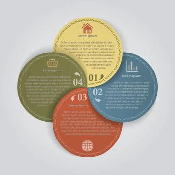 4 Circles Infographic Background Concept Stock Illustration