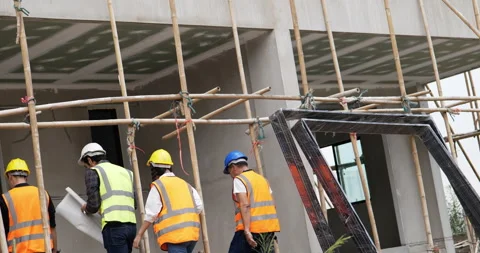 4 civil engineer walks into the house. Stock Footage 194771237