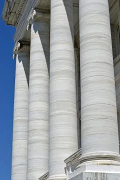 4 Classical columns outside of an old building Stock Photos