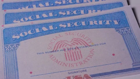 4 close up social security card ssn with approved stamp concept Stock Footage 270190235