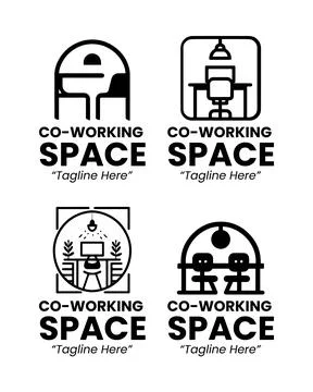 4 CO Working Space Logo Set Modern Minimalist Business Brand Design Black a.. イラスト素材