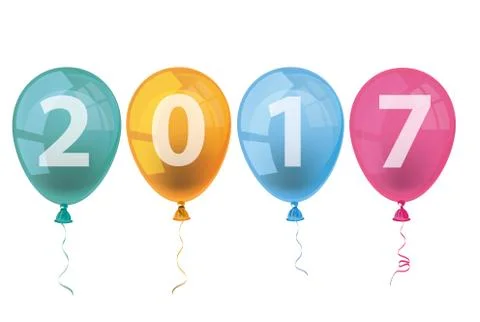 4 Colored Balloons 2017 Stock Illustration
