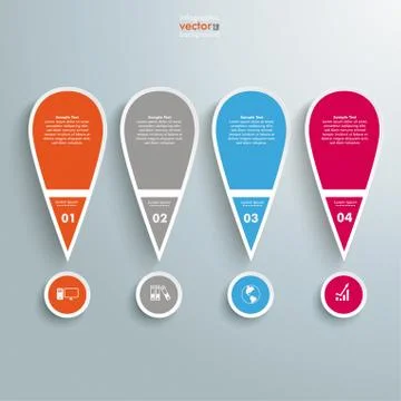 4 colored big exclamation marks Stock Illustration