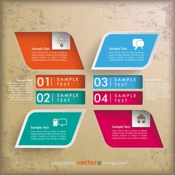 4 colored rectangles infographic 2 holes Stock Illustration
