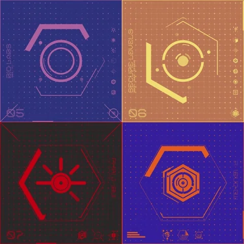 4 Colour Grid Icon Panel 02 Stock Footage 294040343