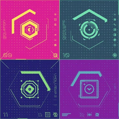 4 Colour Grid Icon Panel 03 Stock Footage 294040351