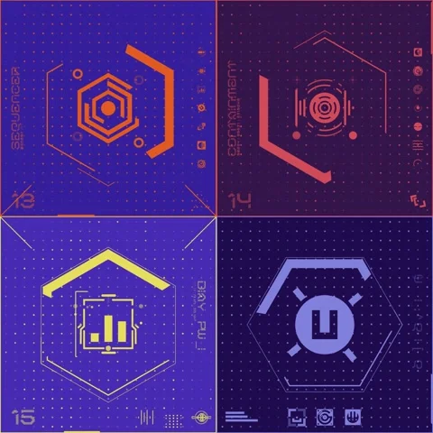 4 Colour Grid Icon Panel 04 Video stock 294040364