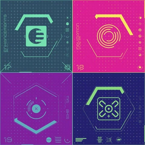 4 Colour Grid Icon Panel 05 Stock Footage 294040366