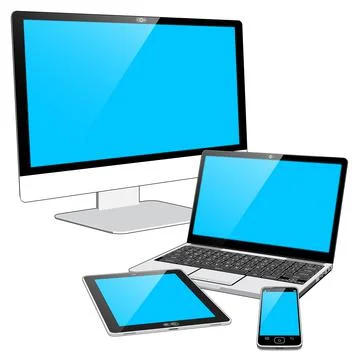 4 Connected Hi-Tech Devices Stockillustratie