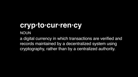 4 crypto definition animation on black background Vídeos de archivo 267168134