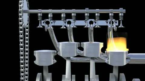 4 Cylinder Engine working with explosions. Loop. HD 스톡 동영상 12682368