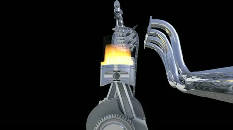 4 Cylinder Engine working Flyby. Animation HD 스톡 동영상 12682158