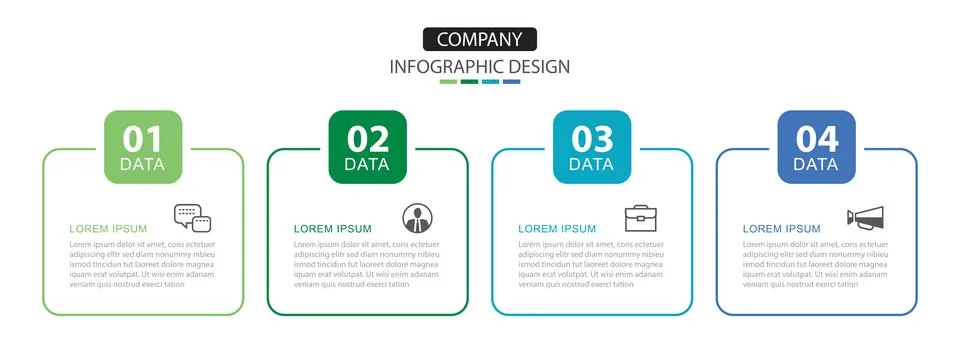4 data infographics rectangle layout paper template. Illustration business .. イラスト素材