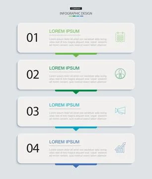 4 data infographics rectangle tab index template. Illustration business abs.. 스톡 일러스트