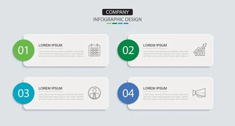 4 data infographics rectangle tab layout template. Illustration business ab.. 스톡 일러스트