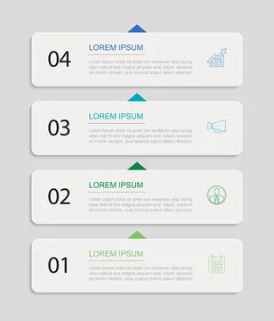 4 data infographics rectangle tab index template. Illustration business abs.. Stock Illustration